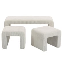 3 Piece Opher Corduroy Ottoman Bench & Footstool Set
